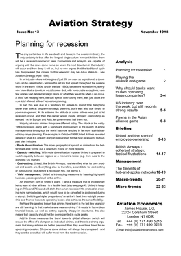 November 1998 Planning for Recession