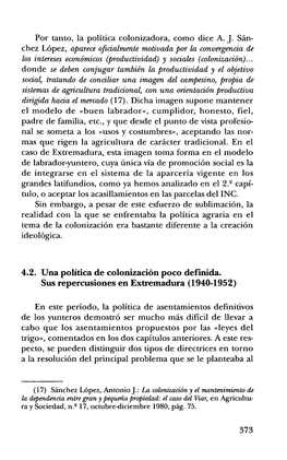 4.2. Una Política De Colonización Poco Definida. Sus Repercusiones En