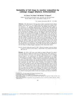 Suitability of Felt Traps to Monitor Oviposition by Cabbage Maggot (Diptera: Anthomyiidae)~