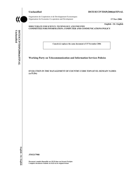 EVOLUTION in the MANAGEMENT of COUNTRY CODE TOP-LEVEL DOMAIN NAMES (Cctlds)