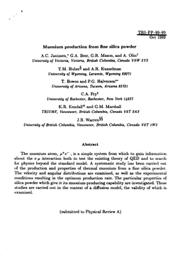 Muonium Production from Fine Silica Powder A.C