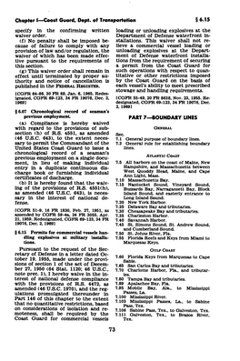 Code of Federal Regulations: Boundary Lines, 46 CFR (1978)