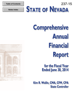 237-15 Comprehensive Annual Financial Report for the Fiscal Year Ended 6/30/2014