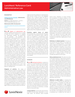 Lexisnexis® Reference Card: Administrative Law 1 Lexisnexis® Reference Card: Administrative Law