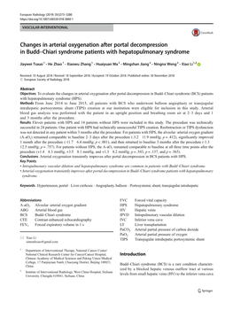 Changes in Arterial Oxygenation After Portal Decompression in Budd–Chiari Syndrome Patients with Hepatopulmonary Syndrome