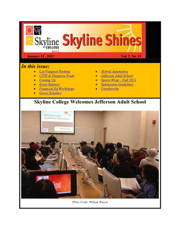 In This Issue: Skyline College Welcomes Jefferson Adult School