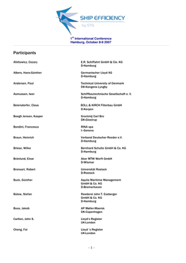 List of Participants