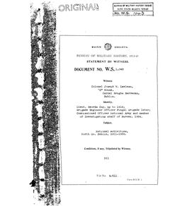 ROINN COSANTA. BUREAU of MILITARY HISTORY, 1913-21 STATEMENT by WITNESS. DOCUMENT NO. W.S. L,043 Witness Colonel Joseph V. Lawle