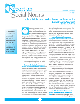 Emerging Challenges and Issues for the Social Norms Approach by Alan D