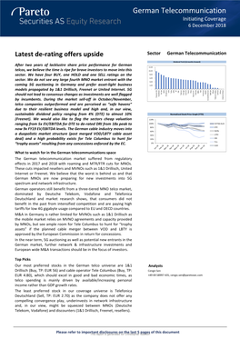 German Telecommunication Initiating Coverage 6 December 2018