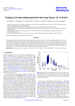 Finding a 24-Day Orbital Period for the X-Ray Binary 1A 1118-616