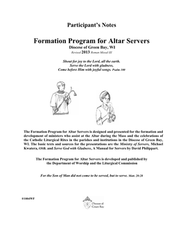 Formation Program for Altar Servers Diocese of Green Bay, WI Revised 2013 Roman Missal III