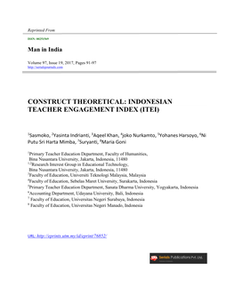 Indonesian Teacher Engagement Index (Itei)