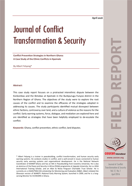 Conflict Prevention Strategies in Northern Ghana: a Case Study of the Ethnic Conflicts in Kpemale