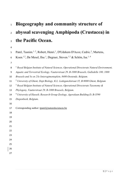 Biogeography and Community Structure Of