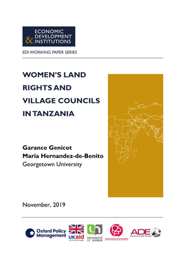 Women's Land Rights and Village Councils in Tanzania