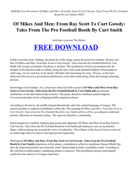 From Ray Scott to Curt Gowdy: Tales from the Pro Football Booth by Curt Smith [PDF]