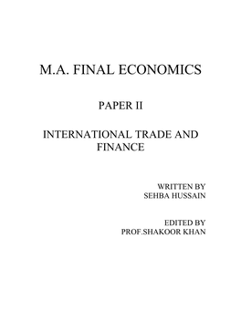 M.A. Final Economics