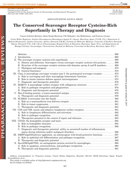 The Conserved Scavenger Receptor Cysteine-Rich Superfamily in Therapy and Diagnosis