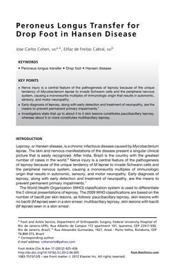 Peroneus Longus Transfer for Drop Foot in Hansen Disease