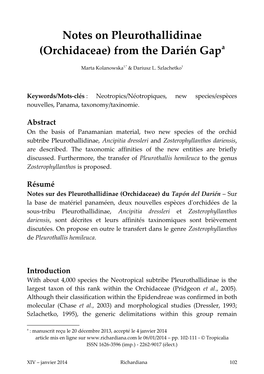 Notes on Pleurothallidinae (Orchidaceae) from the Darién Gapa