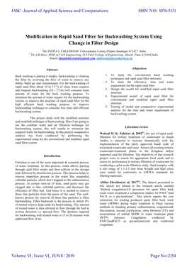 Modification in Rapid Sand Filter for Backwashing System Using Change in Filter Design