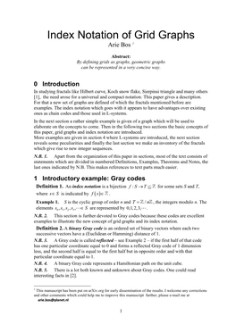 Index Notation of Grid Graphs Arie Bos 1