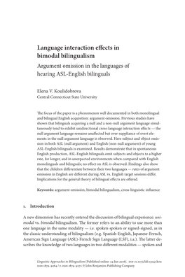 ﻿Language Interaction Effects in Bimodal Bilingualism﻿