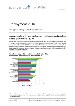 Employment 2016, Industry, Employer Sector and Jobs