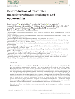 Reintroduction of Freshwater Macroinvertebrates: Challenges and Opportunities