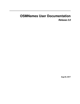 Osmnames User Documentation Release 2.0