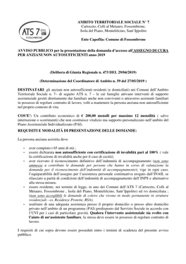 AMBITO TERRITORIALE SOCIALE N° 7 Cartoceto, Colli Al Metauro, Fossombrone, Isola Del Piano, Montefelcino, Sant’Ippolito