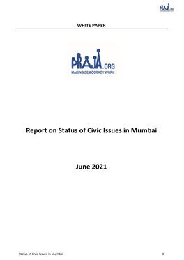 Report on Status of Civic Issues in Mumbai June 2021