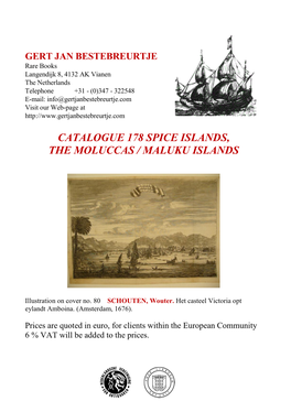 Catalogue 178 Spice Islands, the Moluccas / Maluku Islands