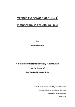 Vitamin B3 Salvage and NAD+ Metabolism in Skeletal Muscle