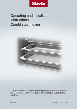 Operating and Installation Instructions Combi Steam Oven