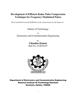 Development of Efficient Radar Pulse Compression Technique for Frequency Modulated Pulses