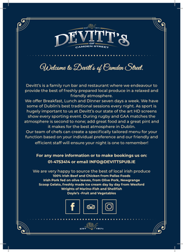 Welcome to Devitt's of Camden Street