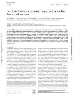 Interferon Lambda 4 Expression Is Suppressed by the Host During Viral Infection