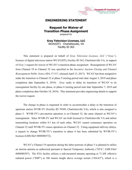 WCAV Phase Change Engineering Statement