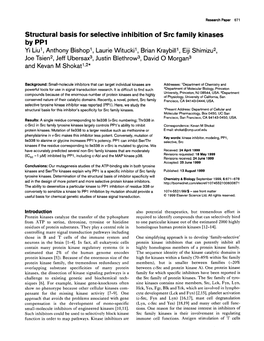 Structural Basis for Selective Inhibition of Src Family Kinases By