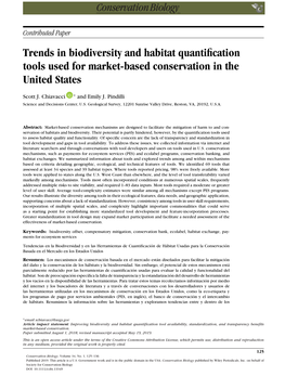 Trends in Biodiversity and Habitat Quantiﬁcation Tools Used for Market-Based Conservation in the United States