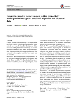 Testing Connectivity Model Predictions Against Empirical Migration and Dispersal Data