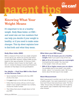 Parent Tips: Knowing What Your Weight Means