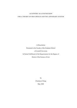 Autonomy As a Foundation for a Theory of Free Speech in Terms of Its Social and Political Interpretation