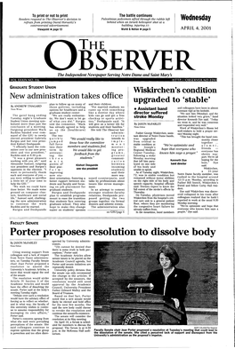 Porter Proposes Resolution to Dissolve Body Spected by University Adminis­ by JASON Mcfarley Trators
