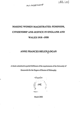 Making Women Magistrates: Feminism