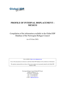 Profile of Internal Displacement : Mexico