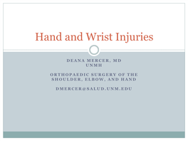 Hand and Wrist Injuries