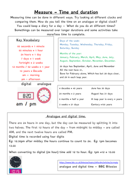 Measure - Time and Duration Measuring Time Can Be Done in Different Ways